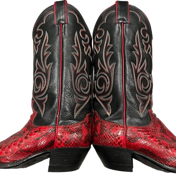 Justin Snakeskin and Leather Western Boots, Sz 5.5 - Picture 9 of 16